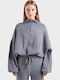 Damen Crop Pullover Grau
