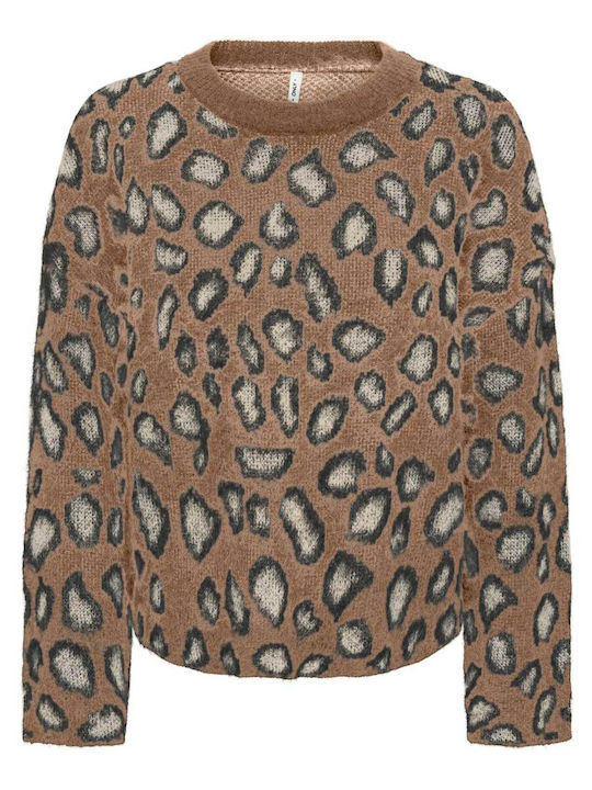 Only Women's Blouse Animal Print Cocoa Creme Le...