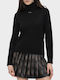Damen Pullover Wolle Rollkragenpullover Schwarz