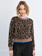 Women's Sweater Animal Print Brown
