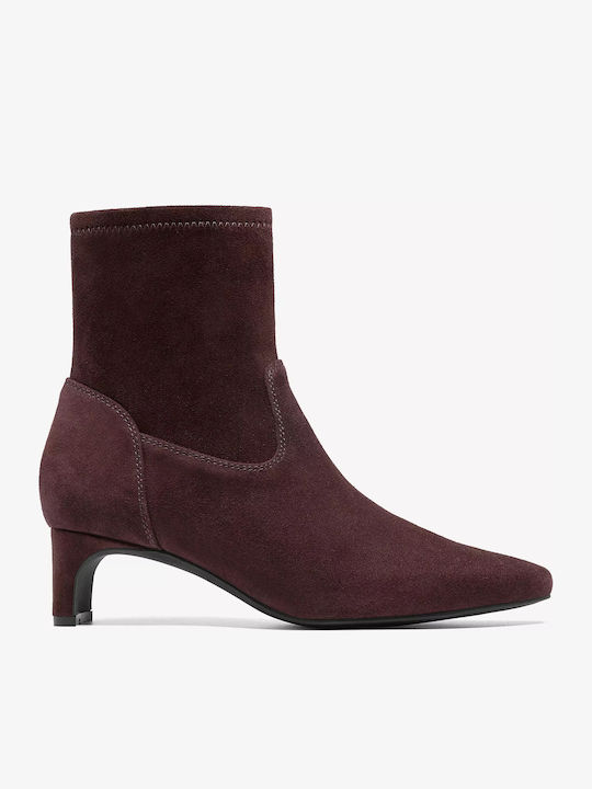 Damen Stiefeletten aus Wildleder mit mittelhohem braunem Absatz
