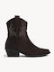 Ghete Dama Cowboy De Catifea Maro Cu Trousers