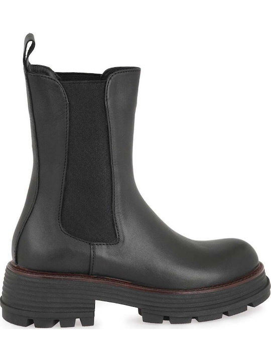 Ghete Dama De Piele Cu Toc Mediu Negre