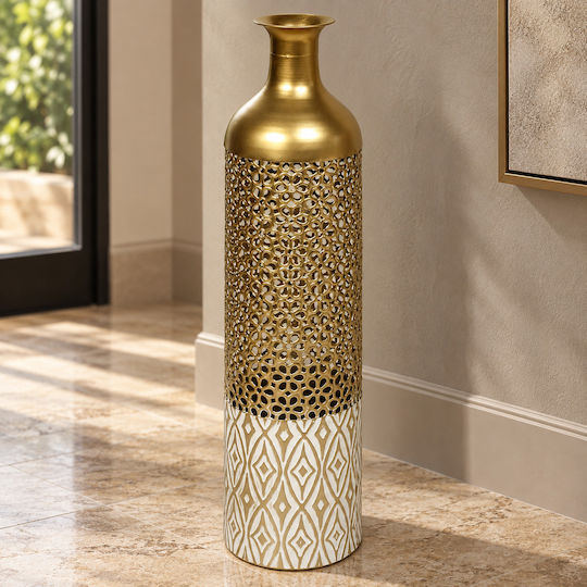 Keskor Decorative Floor Vase Metallic Gold Diameter 16xHeight 67cm