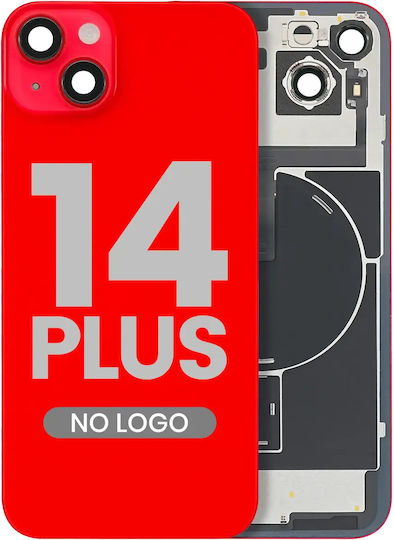 Back Glass W Magsafe Magnet & Nfc & Flashlight Flex Iphone 14 Plus Aftermarket No Logo Red