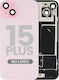 Rückglas W Magsafe Magnet Nfc und Taschenlampen Flex iPhone 15 Plus Kein Logo Aftermarket Rosa