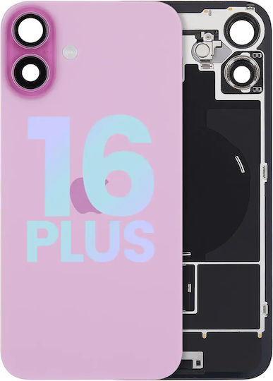 Back Glass W Magsafe Magnet & Nfc & Flashlight Flex Iphone 16 Plus Service Pack Pink