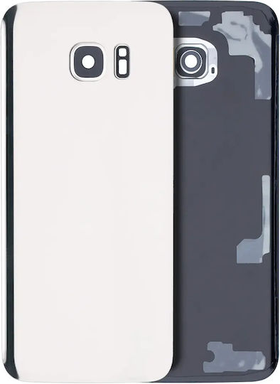 Back Cover Glass Camera Lens Samsung Galaxy S7 Edge No Logo Aftermarket Plus White