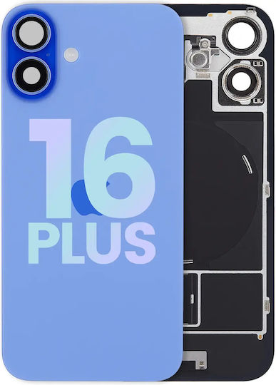 Задно Стъкло С Магнит W Magsafe И Nfc И Фенер Flex iPhone 16 Plus Сервизен Пакет Ултрамарин