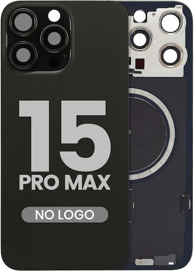 Задно Стъкло С Магнит W Magsafe За Iphone 15 Pro Max Без Лого Следпазарен Черен Титаниев