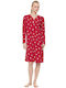 Pink Label Winter Cotton Women's Nightgown Red