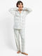 Admas Admas Damen Schlafanzug & Pyjamas Winter Ecru