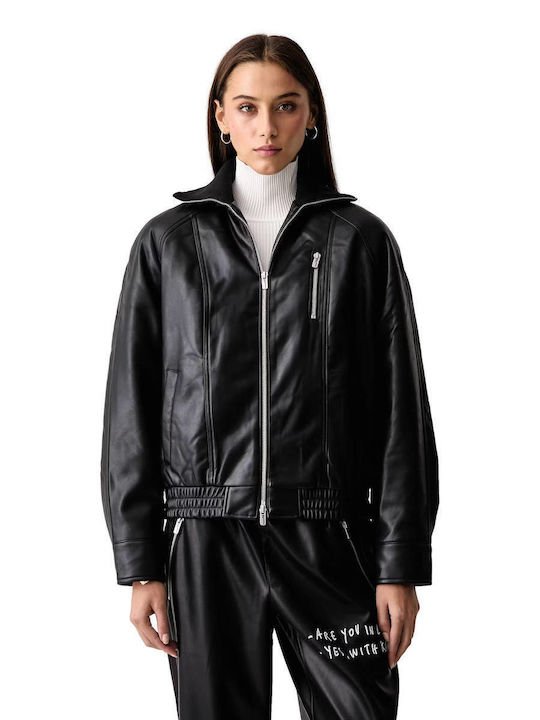 Damen Biker Jacke Schwarz