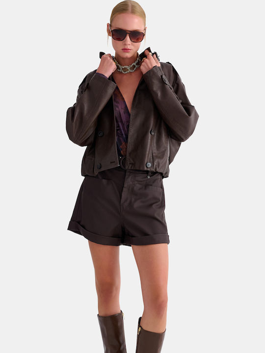 Γυναικείο Biker Jacket Καφέ