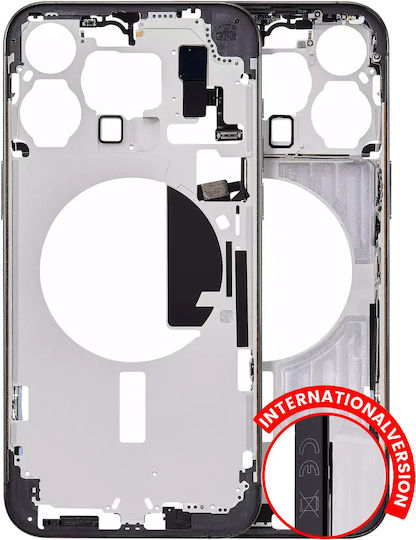 Mid-frame Housing W Small Parts Iphone 15 Pro Max Eu Global Version Aftermarket Plus Black Titanium