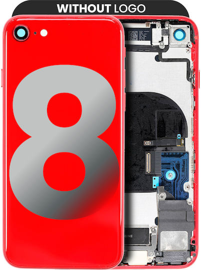 Back Housing Small Components Pre-installed Iphone 8 No Logo Aftermarket Plus Red