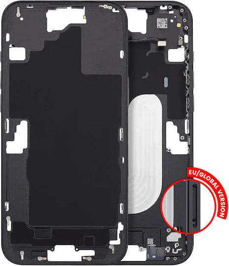 Mid-frame Housing Power Volume Button Iphone 16 Plus Eu Global Version Aftermarket Plus Black