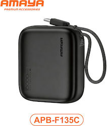 Amaya Apb-f135c Power Bank 10000mah 22.5w Ενσωματωμένο Καλώδιο Usb-c Μαύρο Amaya Apb-f135c Power Bank 10000mah 22.5w Ενσωματωμένο Καλώδιο Usb-c Μαύρο