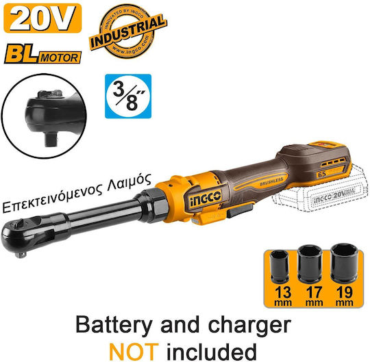 Ingco 20V Battery-Powered 3/8" Electric Ratchet 65 Nm Solo