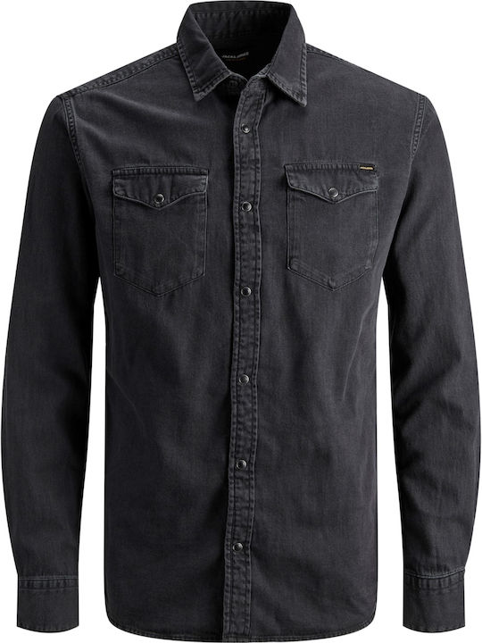 Jack & Jones Μακρυμάνικo Πουκάμισο Black