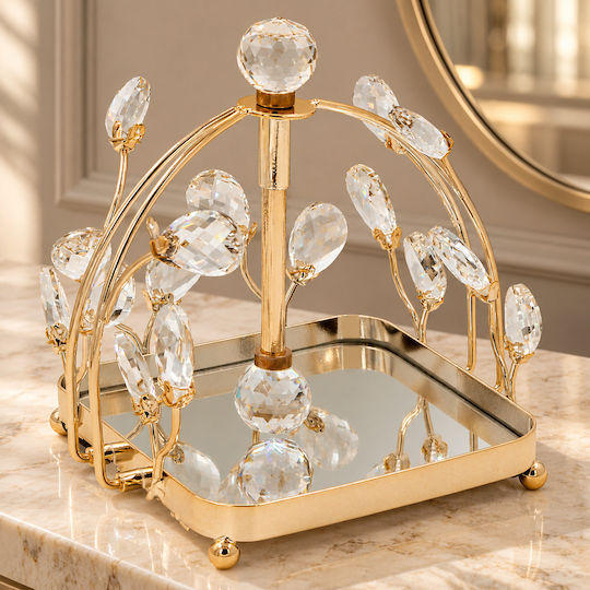 Keskor Decorative Metallic Square Tray with Mirror 19x16x19cm