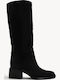 Schwarze Wildleder Damenstiefel Mit Isio Korpus Dicke Absatz