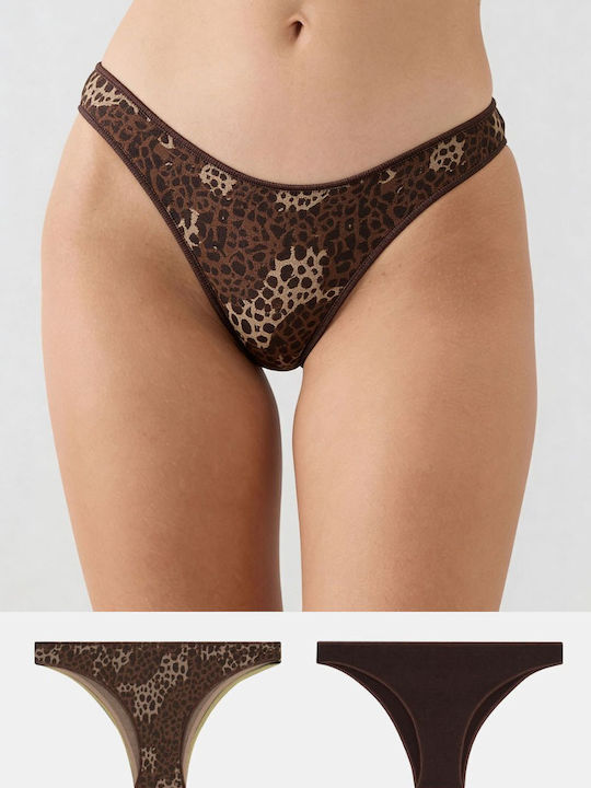 Minerva Fimelle Damen-Slips 2er Pack Nahtlos Braun