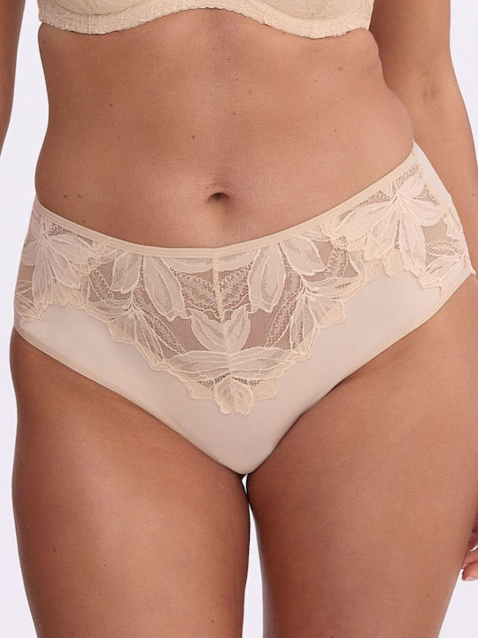 Damen-Slip Mit Spitze Beige