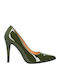 Spitze Zehe Pumps aus Lackleder mit Stiletto Absatz Grüne