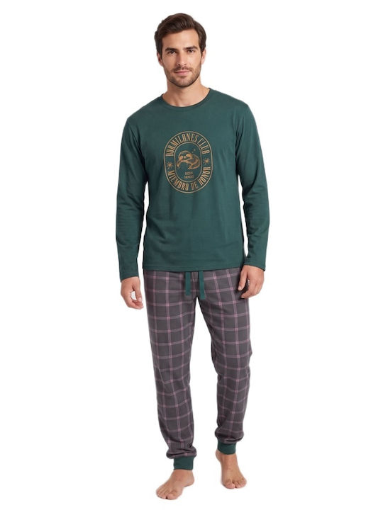 Dark Elephant Pijama bărbătească de iarnă în carouri G110verde Dark Elephant Pijama bărbătească de iarnă în carouri G110verde