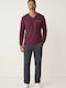 Men's Pyjama Collection Urban V-neck Fleece 65% Cotton Greek Made Burgundy Cl2715-62-Burgundy