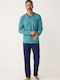 Ανδρική Πιτζάμα Collection Urban V-neck Φούτερ 65% Βαμβάκι Ελληνικής Κατασκευής Πετρόλ Cl2715-65-πετρόλ