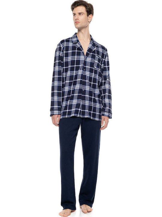 Ulisse Χειμερινή Ανδρική Πιτζάμα Midnight Blue Plaid