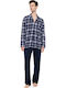 Ulisse Χειμερινή Ανδρική Πιτζάμα Midnight Blue Plaid