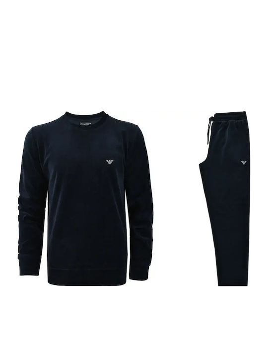 Emporio Armani Winter Herrenpyjama Blau