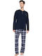 Ulisse Χειμερινή Ανδρική Πιτζάμα Midnight Blue Plaid