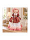 Decorative Porcelain Doll Height 62 Cm Burgundy Pink Dress Hat Keskor 22406-5