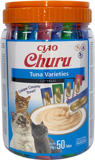 Churu Cat Varieties Răsfățuri Cremă pentru Pisici Ton 50 Bucăți X 14 G 5 Arome