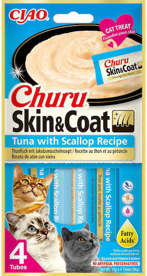 Churu Skincoat Gustare Suplimentară Pentru Pisici Ton și Fructe de Mare 4 X 14 G
