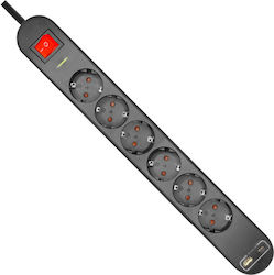 Safety Power Strip 6 Sockets with USB-A Switch and 1m Cable America (Type A)