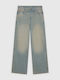 Damen Jeans Hosen in Hellblau Mit Rissen in Gerade Bein Stil