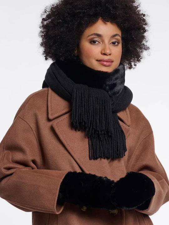 Women's Furry Scarf Black