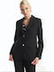 Fibes Long Women's Crepe Blazer Black