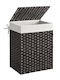 Songmics Wäschekorb Korbweide 90l mit Deckel 46x33x60cm Schwarze