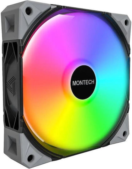 Montech E28 Pwm ARGB 120mm Gehäuselüfter (2000rpm / 85,09cfm) mit ARGB Beleuchtung und Verbindung 4-Pin PWM Schwarz