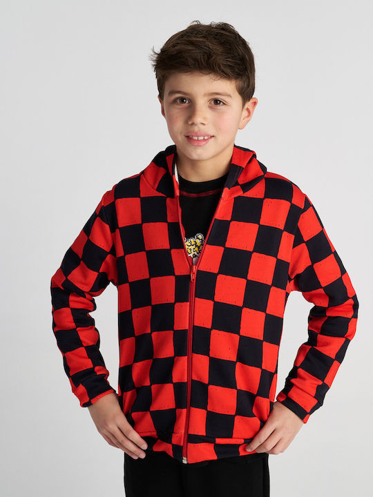 Kinder-Strickjacke mit Kapuzen Rot