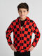 Kinder-Strickjacke mit Kapuzen Rot