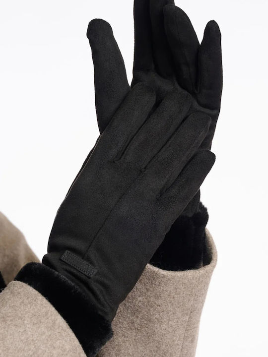 Rino&Pelle Schwarze Lederhandschuhe mit Pelz