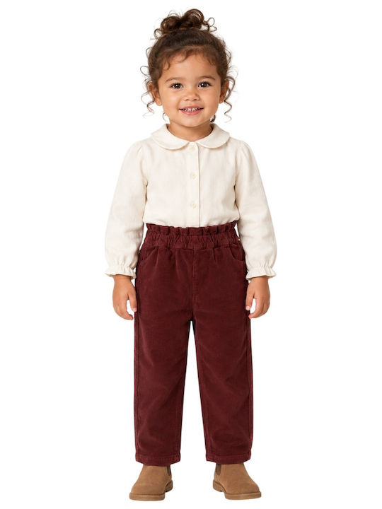 Pantaloni pentru copii din catifea raiata Burgundy