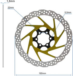 Дискова Спирачка Ewheel 6 Болта 180мм Жълта